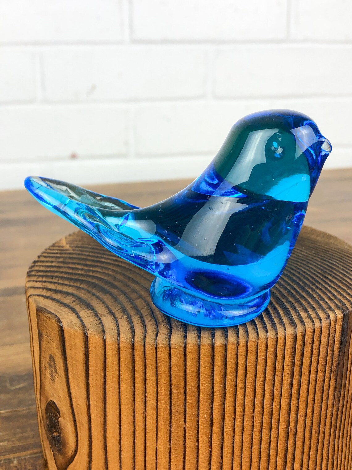 4 Inch Wide Vintage Leo Ward Glass Blue Bird of Happiness | Etsy