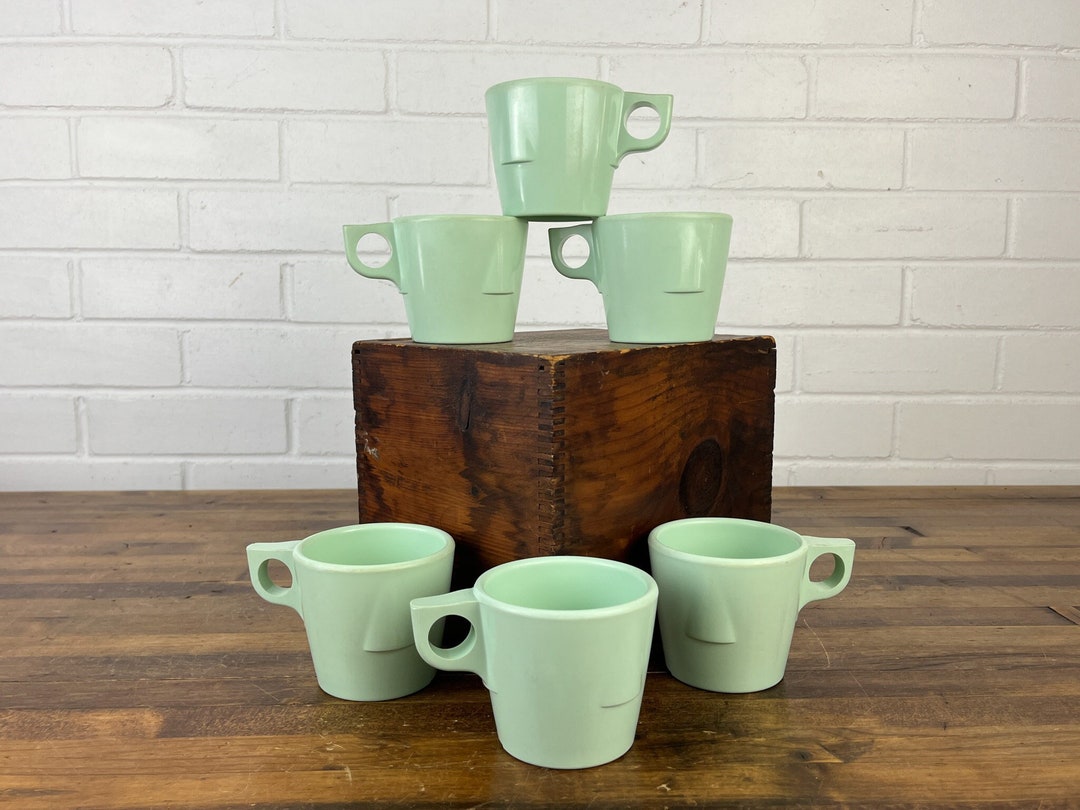 Set of 6 Vintage Dallas Ware Coffee Mugs Mint Green Coffee Shop Mugs
