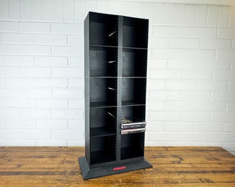 Large 1990s Vintage CD Tower - Tall, Black Plastic, Holder