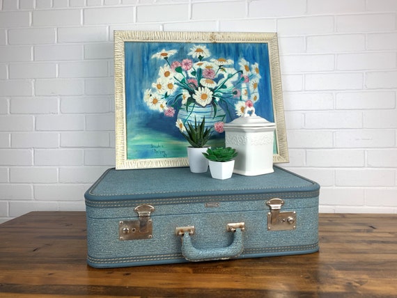 Vintage Towncraft Blue Suitcase Old Blue Luggage