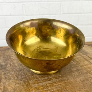 7&quot; Distressed Vintage Decorative Brass Bowl on Pedestal Simple Gold Bowl