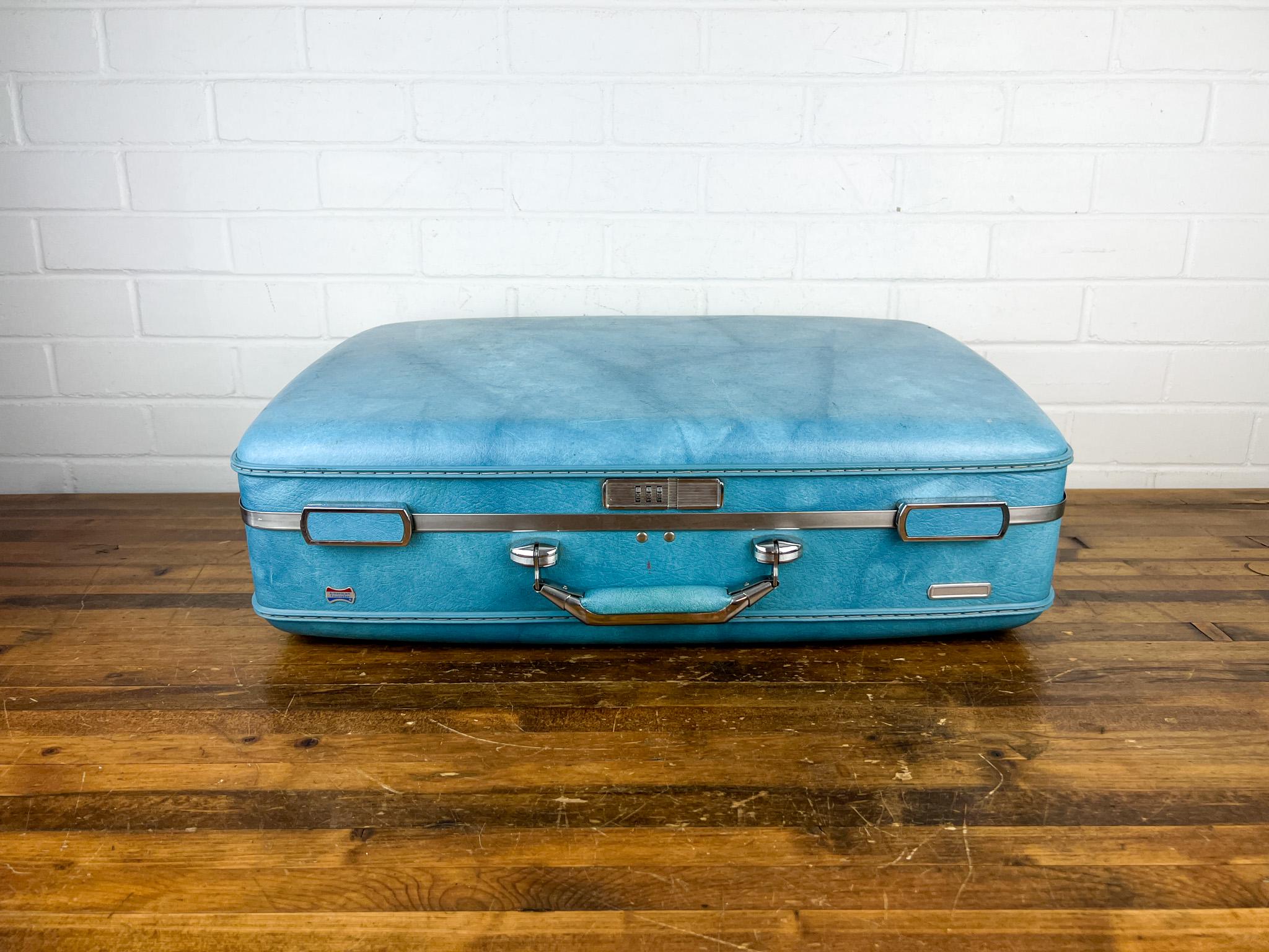 Vintage American Tourister Hard-sided Blue Suitcase With