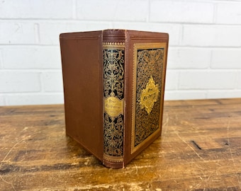 Libro alemán de Neue Christoterpe de 1882 / Anuario religioso antiguo / Cubierta ornamentada con relieve dorado / Literatura cristiana victoriana / Libro marrón