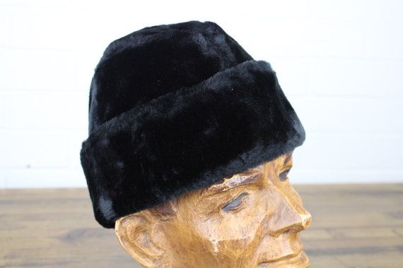 Vintage Furry Black Hat, Winter Hat, German Europe