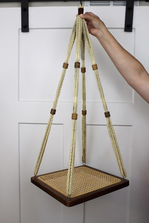 Macrame Hanger Wicker Top Hanging Planter Vintage Hanging