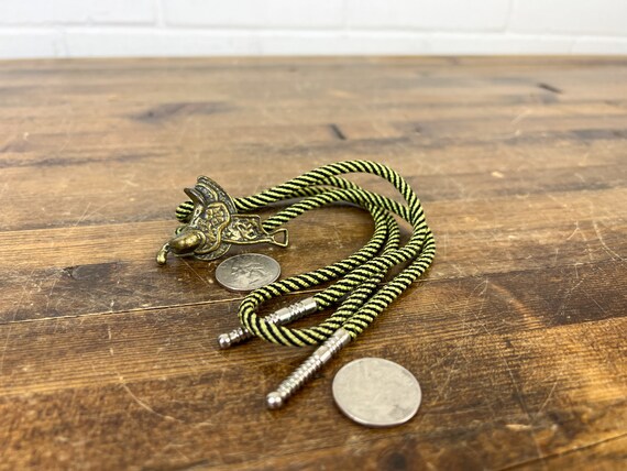 Vintage Brass Horse Saddle Bolo Tie with Striped … - image 8