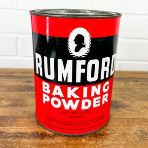 Distressed Vintage Round Metal Baking Powder Tin Box with Lid Aged Worn Metal Retro Kitchen Shelf Decor Advertising Kitchen