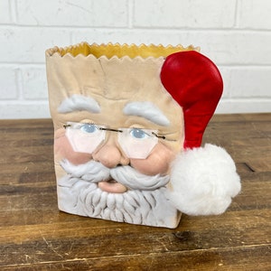 Vintage Ceramic Santa Gift Bag Figurine, 1990s Christmas Decor