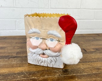 Vintage Ceramic Santa Gift Bag Figurine, 1990s Christmas Decor