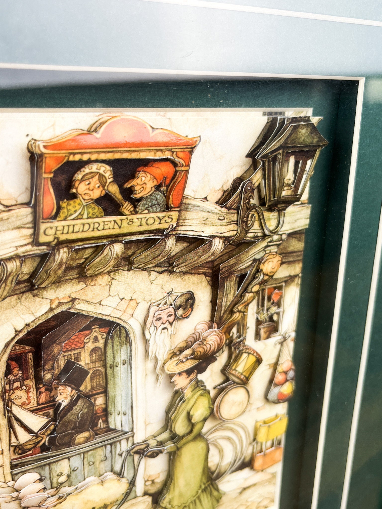 Vintage Cut Paper Anton Pieck Toy Shop Artwork Layered Paper