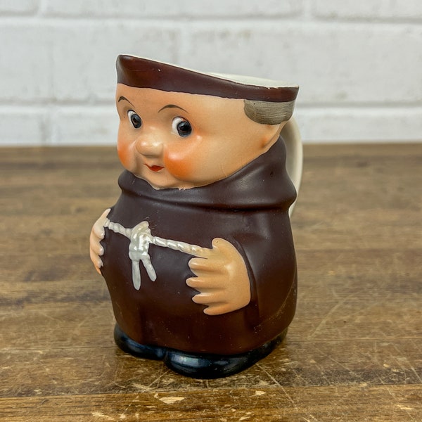 Small Vintage Goebel Friar Tuck Monk Creamer Pitcher Shaped Like a Monk Maple Syrup Jug Jar Kitsch Shelf Decor Kitchen Figurine