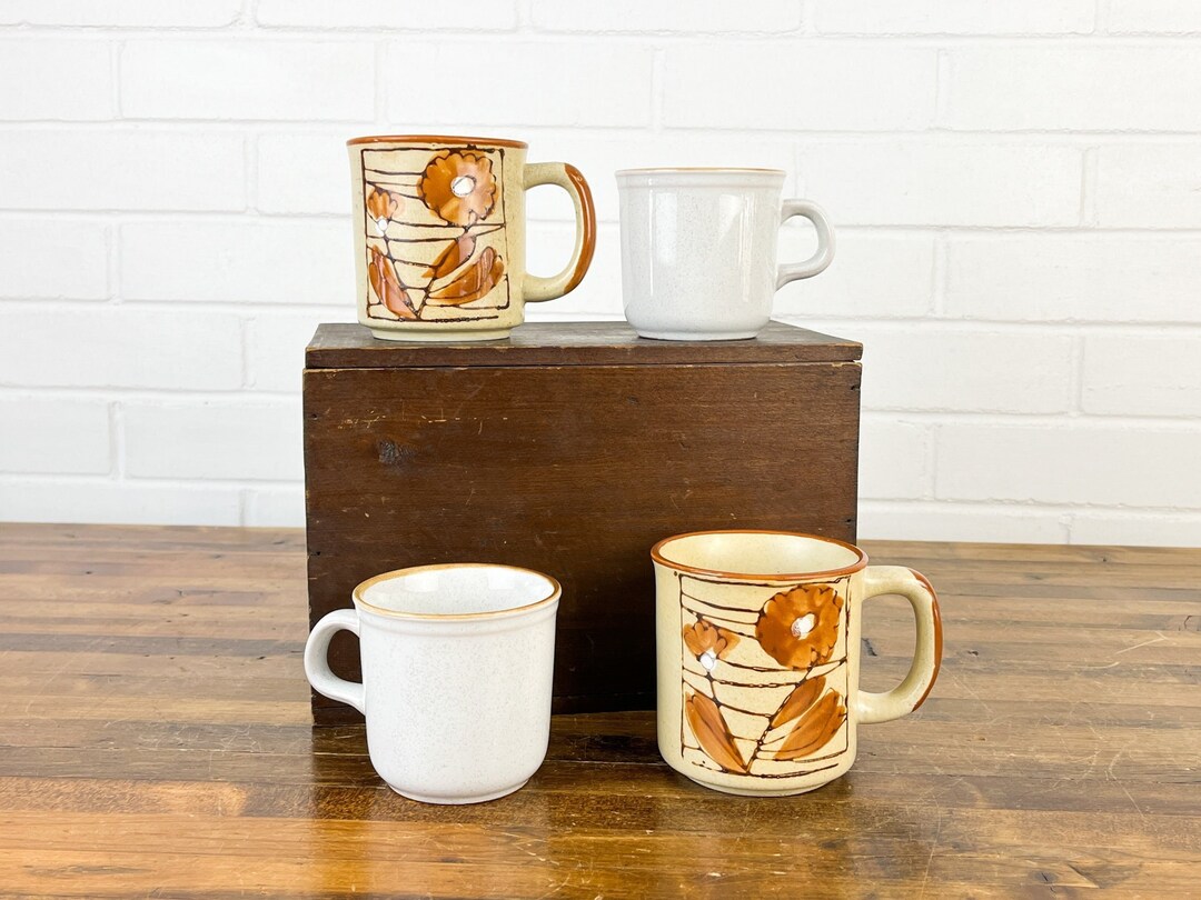 Set of 4 Vintage Coffee Mugs Coffee Shop Mugs Restaurantware Mugs