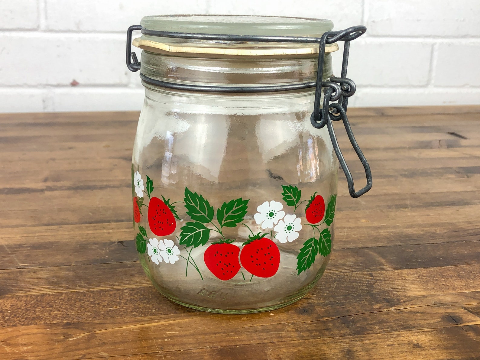 Glass Strawberry Jar Real Vintage Etsy