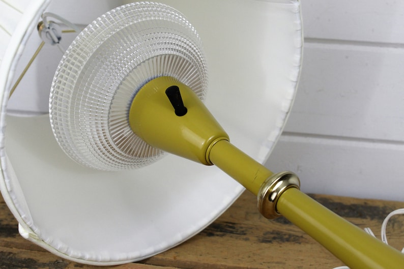 Working Mustard Yellow Metal Lamp with Shade Vintage Lamp