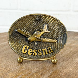 Cessna Business liner‎ Brass Aviation Airplane Plane Vintage 80s Belt Buckle Brass Cessna Plane Pilots - Etsy main image 3