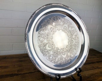Vintage 1960s International Silver Company Camille Large Round Platter Tray 6072