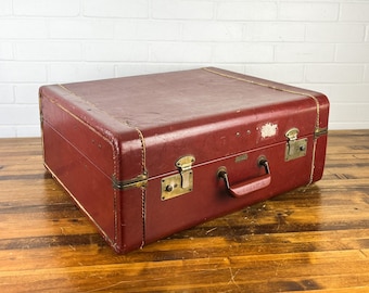 Vintage Brown Towncraft Suitcase Authentic Mid Century Luggage Oversized Display Case Beach Vibes Travel Decor Mid Century Item