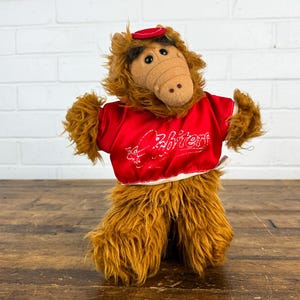 1980s Vintage Alf the Alien Plush Hand Puppet with Orbiters TShirt 80s Props Toys 80s Aesthetic