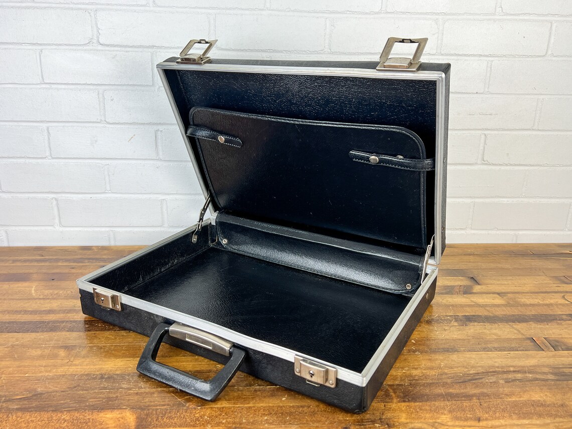 Distressed Vintage Black Briefcase With Silver Accents Men Etsy