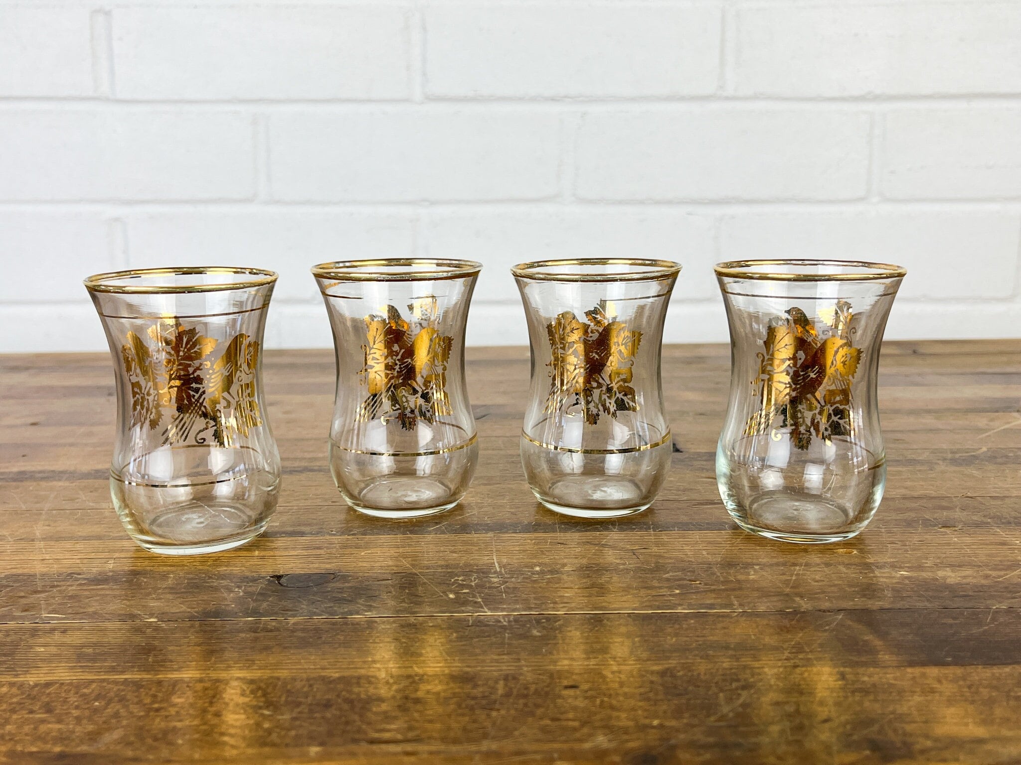 Set of 6 Vintage Firna Juice Glasses With Retro Flower Power