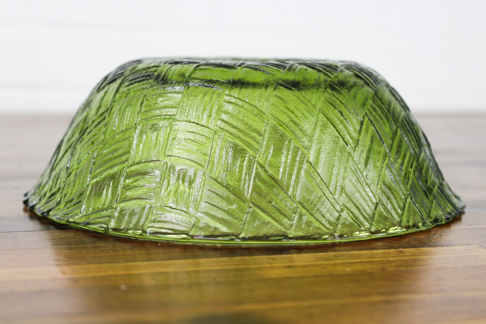 Vintage Avocado Green Glass Basket Weave Bowl 9 Inches Etsy