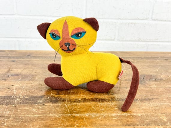 Vintage 1978 Mustard Yellow Siamese Cat Plush – Fun Farm Taiwan