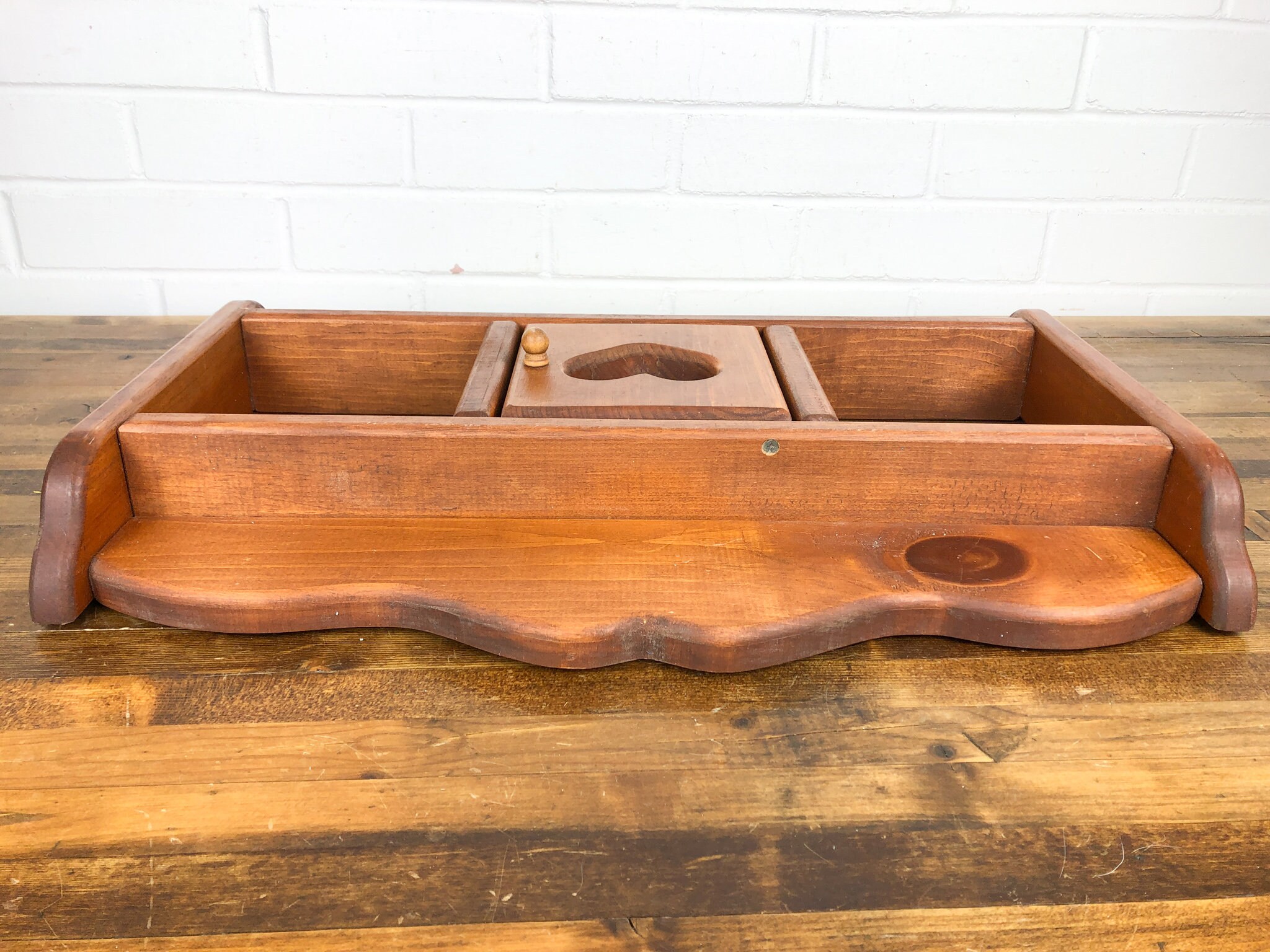 20 x 12 Vintage Wooden Wall Shelf with Dowel Rod and Heart Etsy