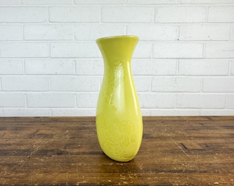 Vintage Yellow Mirrored Floral Glass Vase – Yellow Flower Glass Home Decor