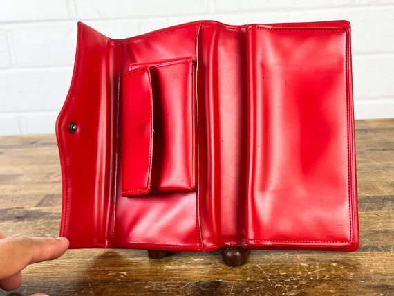Vintage Red Vinyl Checkbook Wallet Checkbook Cove… - image 6