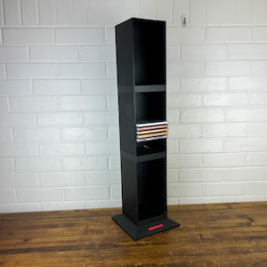 Vintage 1990s LaserLine CD Holder | Vertical Black Plastic 48 CD Storage Rack