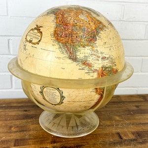 1980s Vintage Brown Replogle 12&quot; World Globe with Stand World Classic Series Globe of the World Full Size Globe That Opens