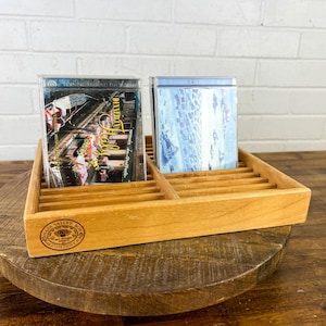 Vintage Napa Valley Wood Storage Display Container or CD Holder for 24 CDs Storage Rack Authentic Vintage 1990s Decor