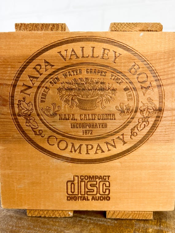 Vintage Napa Valley Wood Storage Display Container or CD Holder