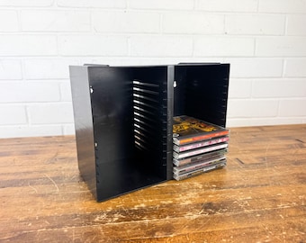 Vintage 1990s Laserline CD Holder | Vertical Black Plastic 48 CD