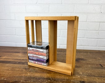 Vintage Napa Valley Wood Tape Cassette Holder Crate Storage Display Rack Vertical or Flat Wooden Tape Cassette Display