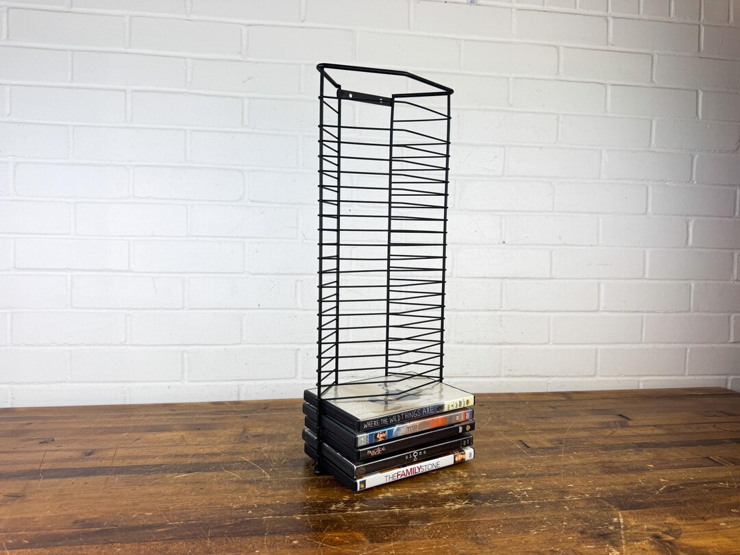 Retro Dvd Rack Vintage Black Steel DVD Storage Rack | Wall Mount or Freestanding Media ...