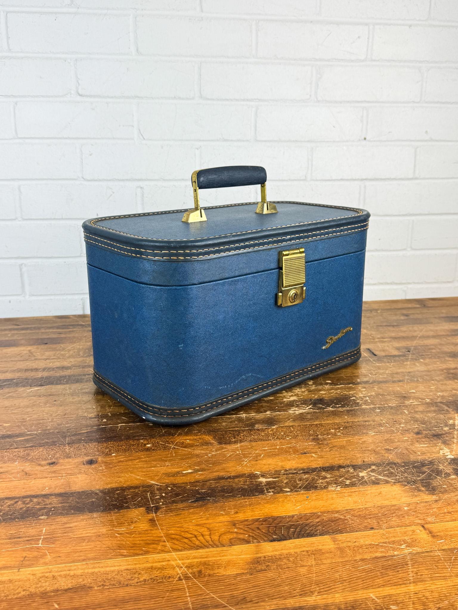 Vintage Lady Baltimore Starline Train Case • Dark Blue Mid-century