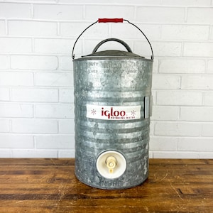 Vintage Igloo 3 Gallon Metal Water Cooler Jug with Spout – Retro Camping Decor