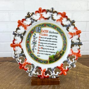 Vintage Bless This House Wall Plate Simple Round House Blessing Wall Decor Bless This House Oh Lord We Pray Make It Safe By Night and Day
