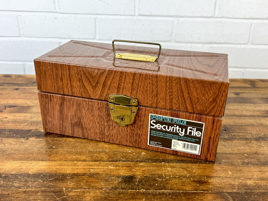 Vintage Porta File Brown Faux Wood Metal File Box Small Metal Etsy