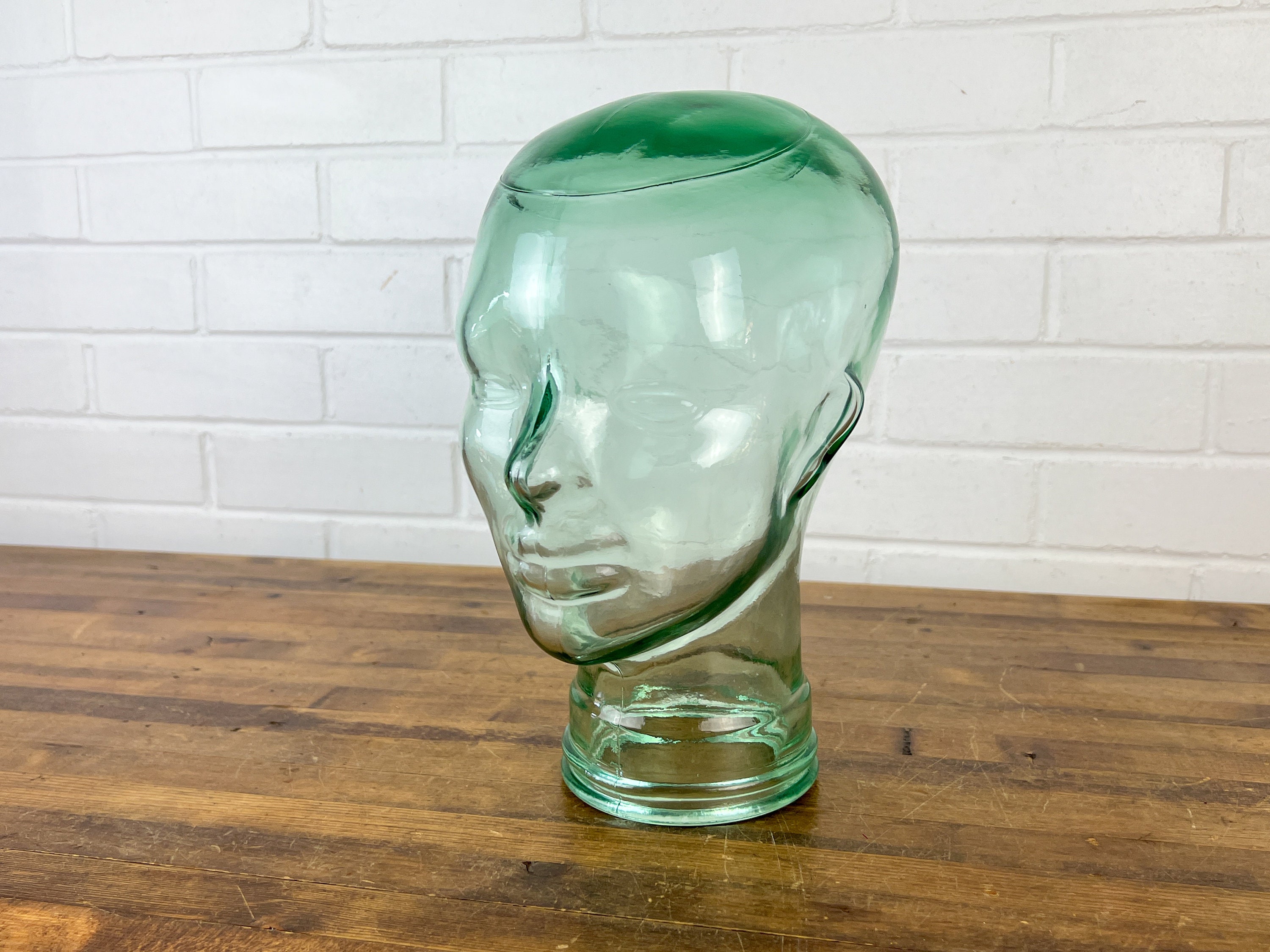 Vintage Clear Glass Mannequin Head for Display Authentic Full Size Head Hat  Display Wig Holder Product Display