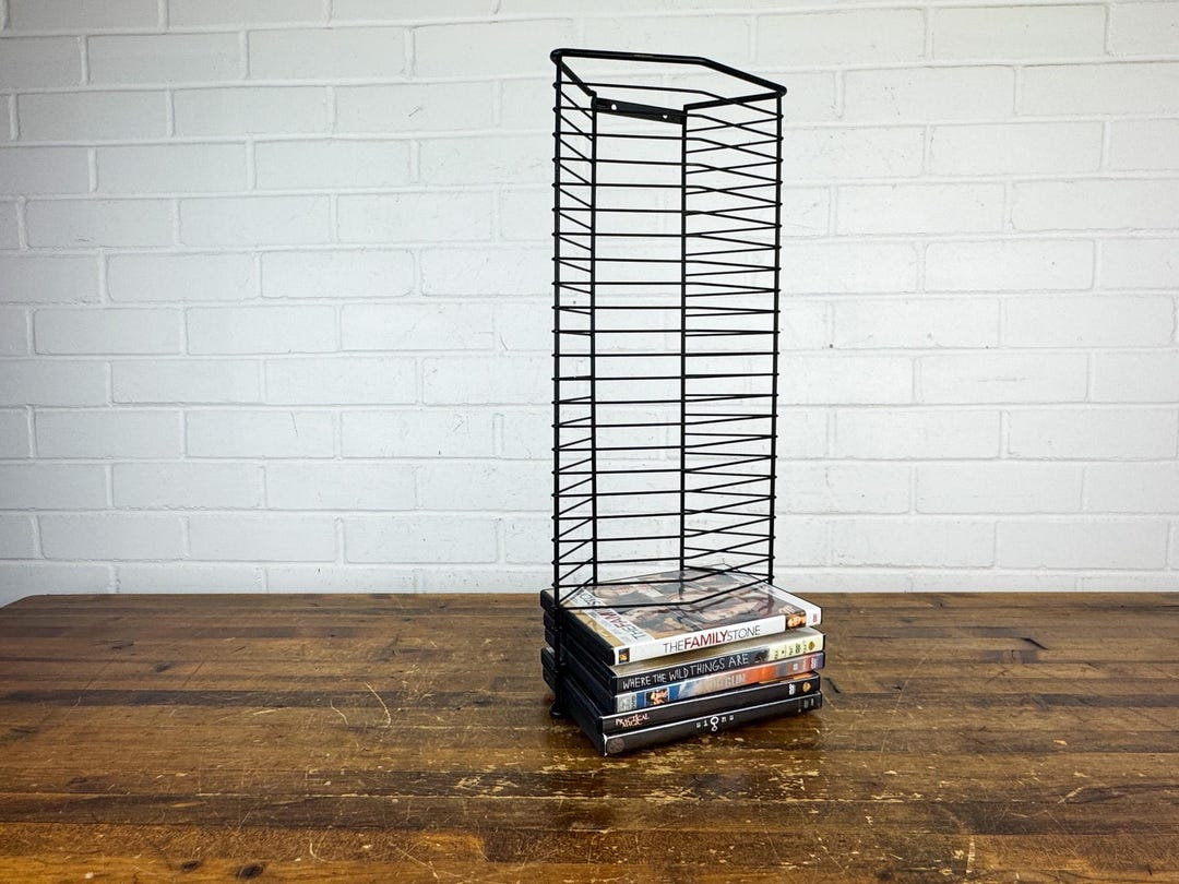 Retro Dvd Rack Vintage Black Steel DVD Storage Rack | Wall Mount or Freestanding Media ...