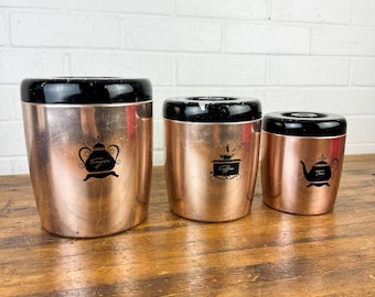 West Bend Copper Coloured Aluminum Canister Set - Flour / Sugar