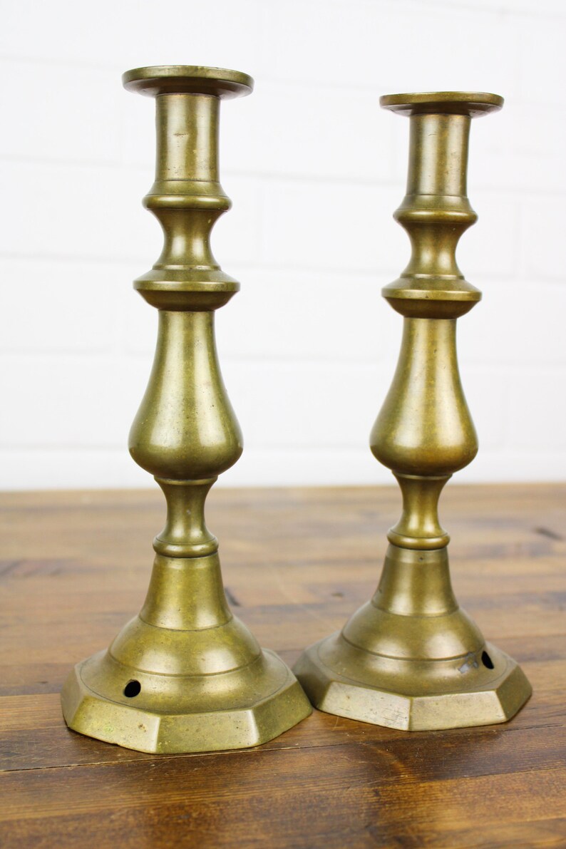 Pair Bronze Candle Holders Vintage Etsy