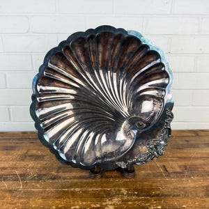 Vintage Wallace Baroque Silverplate Clam Shell Dish | Large Ornate Silver Plated Bowl | Hollywood Regency Decor | Wallace 278 USA