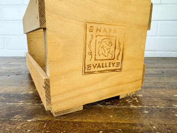 Vintage Napa Valley Wood Storage Display Container or CD Holder