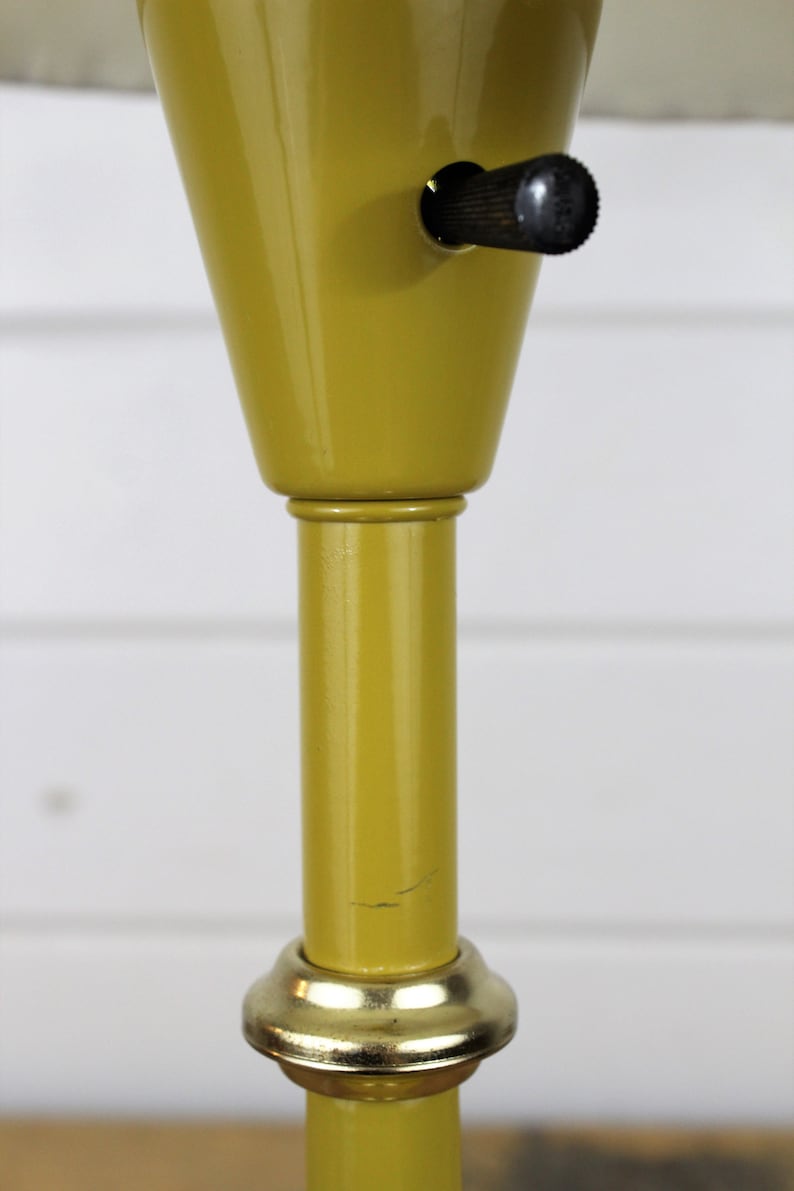 Working Mustard Yellow Metal Lamp with Shade Vintage Lamp