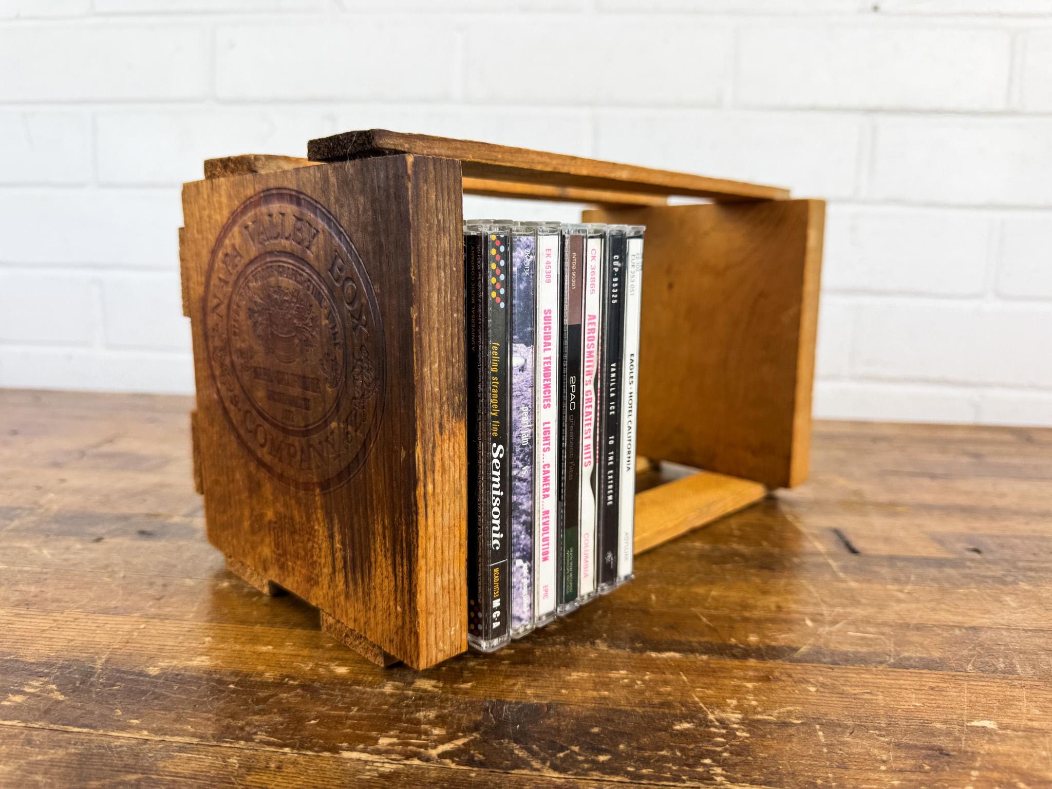 Vintage Napa Valley Wooden CD Holder – Rustic Storage Box for