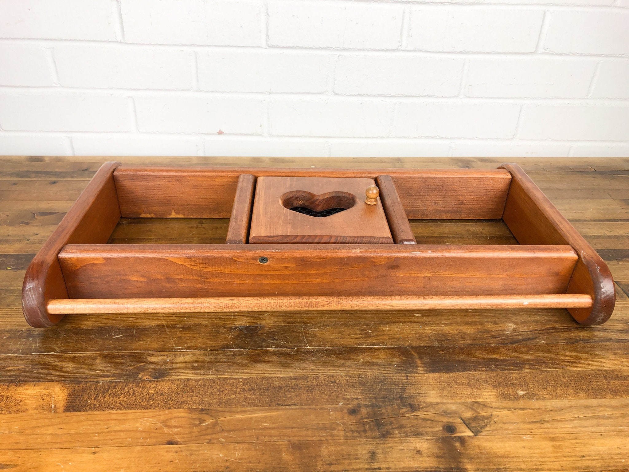 20 x 12 Vintage Wooden Wall Shelf with Dowel Rod and Heart Etsy