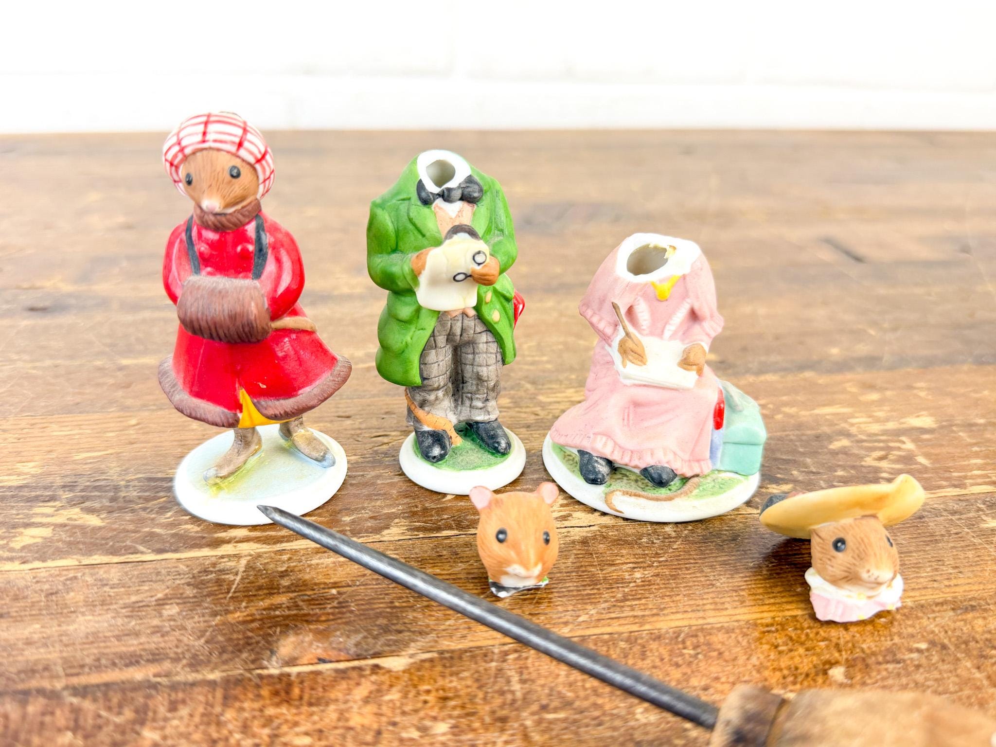 1985 Franklin Mint Woodmouse Family | 21 Porcelain Mouse Figurines